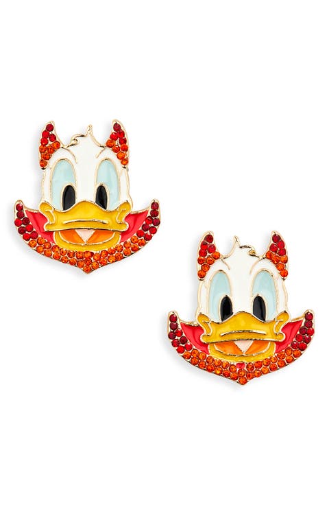 x Disney Donald Duck Devil Stud Earrings