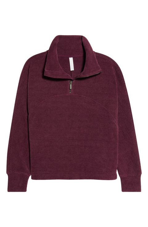 Half Zip Waffle Stitch Sweatshirt