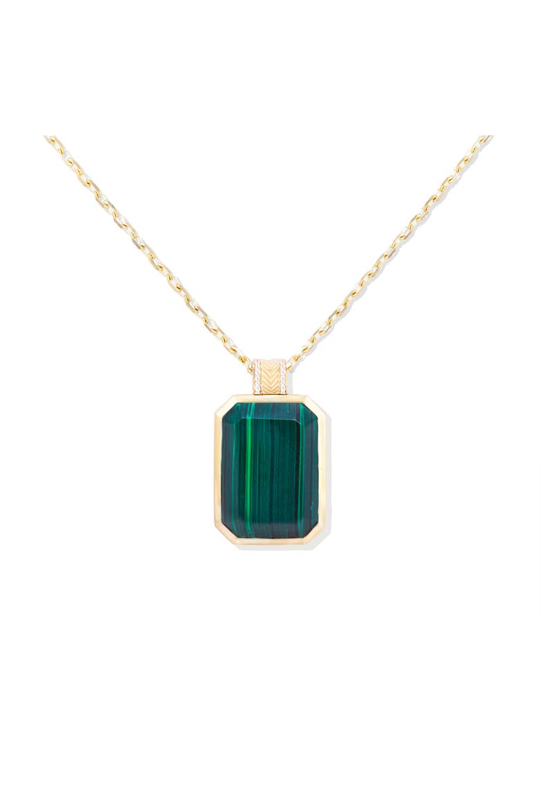 Spark Emerald Cut Pendant Necklace, Alternate, color, Malachite & Diamond-Gold
