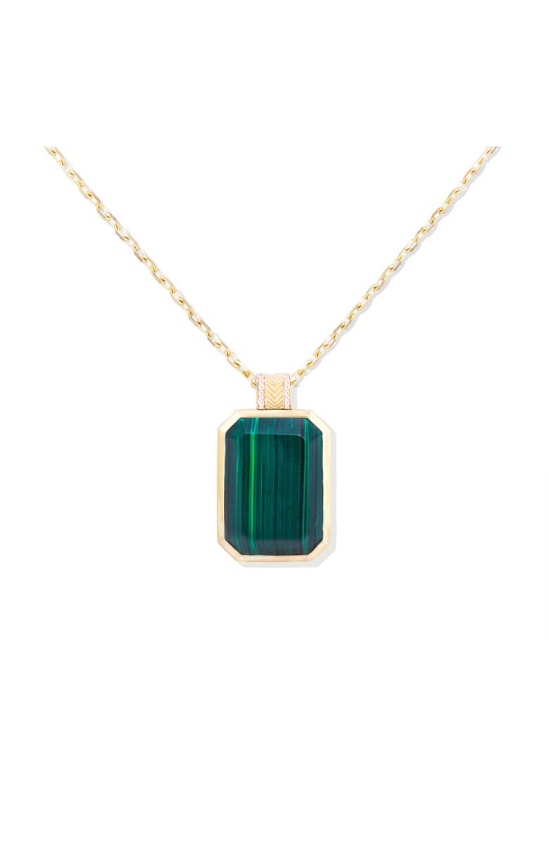 Campbell + Charlotte Spark Emerald Cut Pendant Necklace, Alternate, color, Malachite & Diamond-Gold