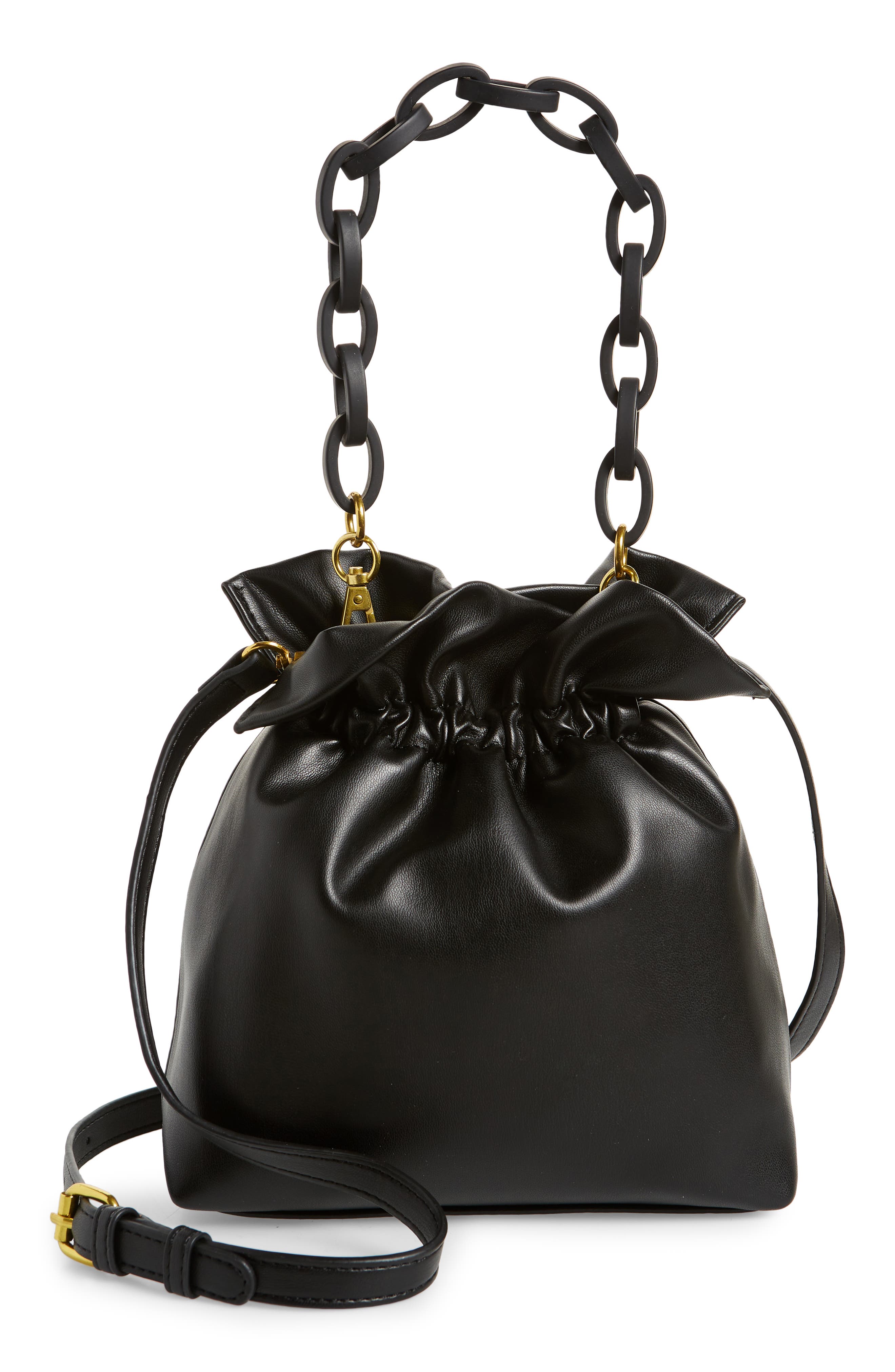 Street Level Faux Leather Bucket Bag, Main, color, 