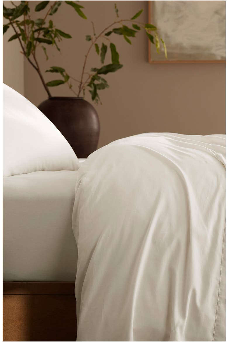 Percale Hemmed Sheet Set, Alternate, color, CREAM