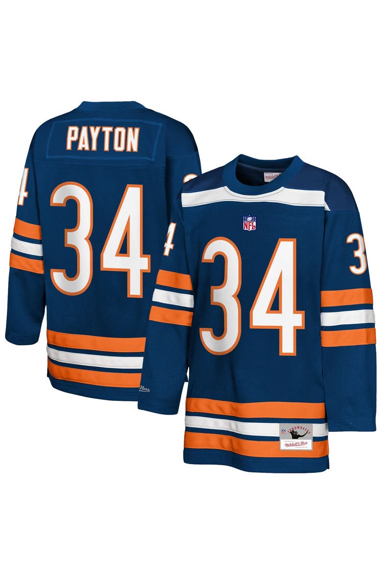Youth Mitchell & Ness Walter Payton Navy Chicago Bears Hockey Fashion Jersey, Main, color, Navy