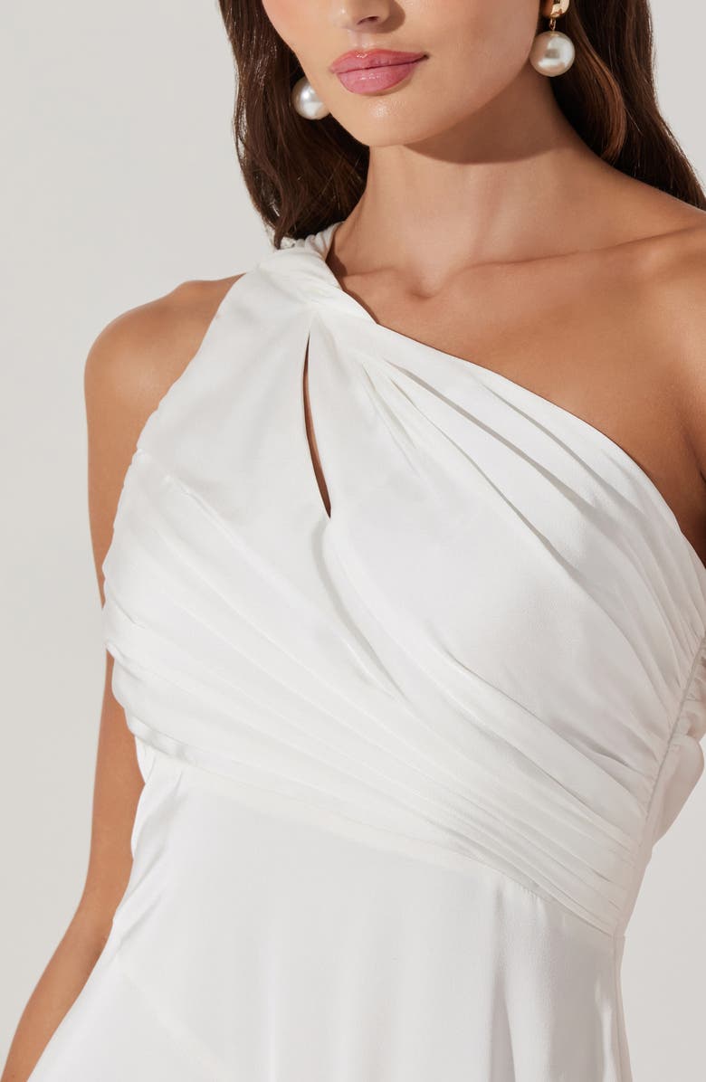 ASTR the Label Atolia Draped One-Shoulder Gown, Alternate, color, White