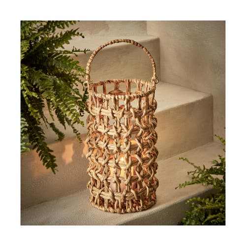 Tag Natural Water Hyacinth Lantern Candle Holder For Pillars In Brown