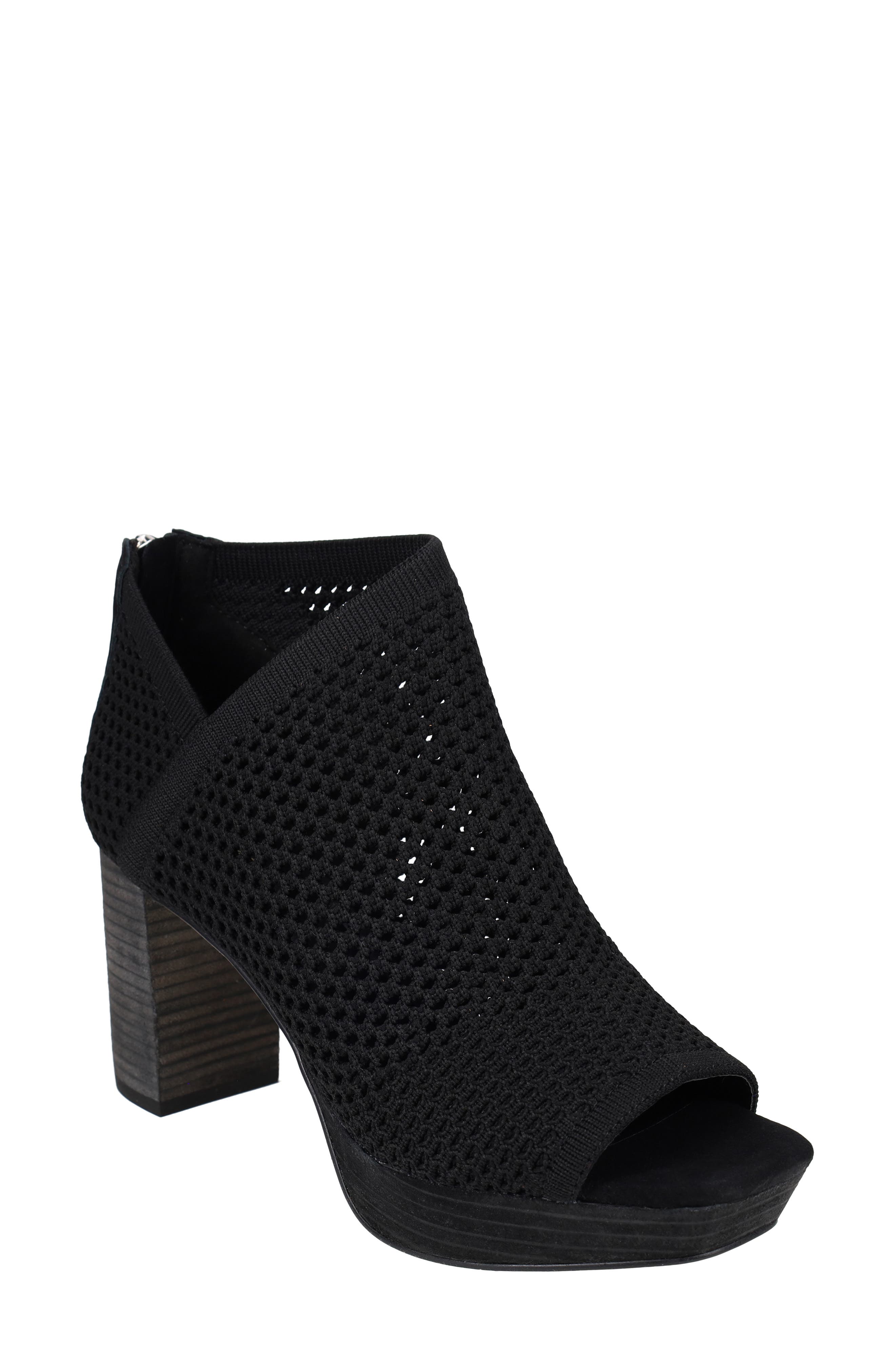 Aurel Open Toe Platform Bootie, Main, color, BLACK
