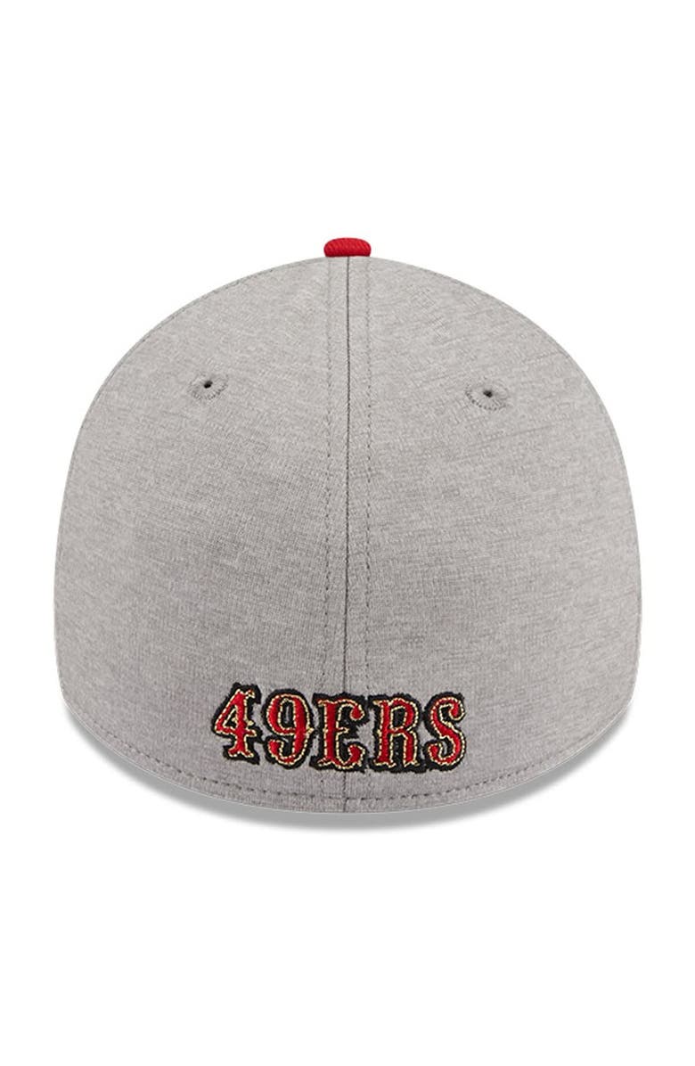 New Era Men's New Era Heather Gray/Scarlet San Francisco 49ers Striped 39THIRTY Flex Hat, Alternate, color,