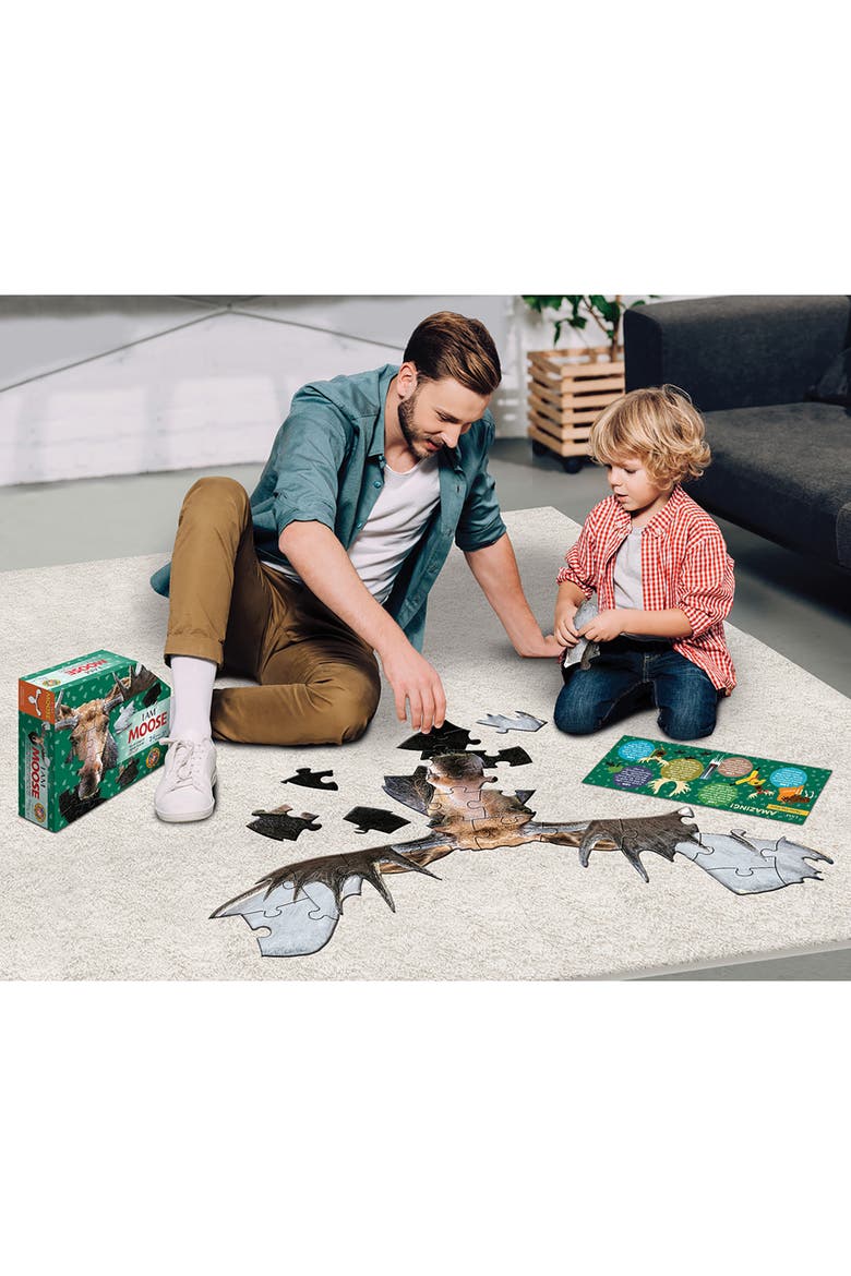 I Am Moose 24 Piece Animal Shaped Puzzle, Alternate, color, Multicolored