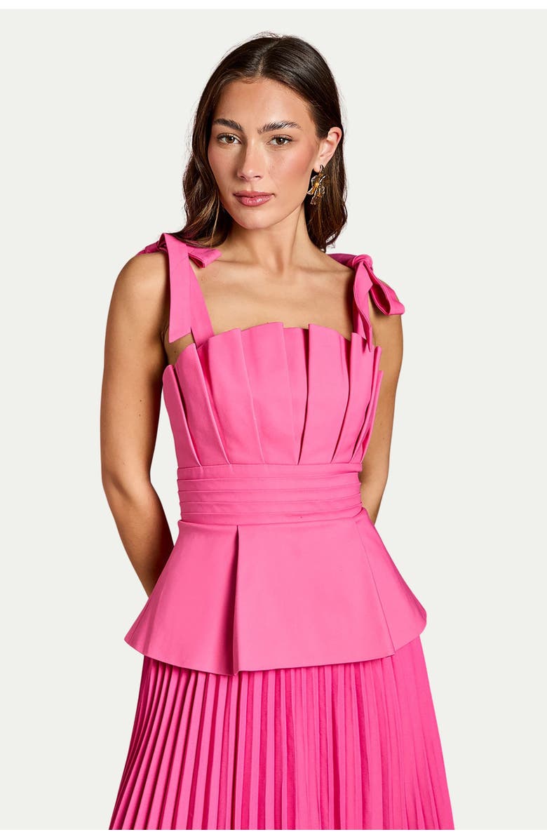 Coast Bow Shoulder Peplum Midi Dress, Alternate, color, Pink