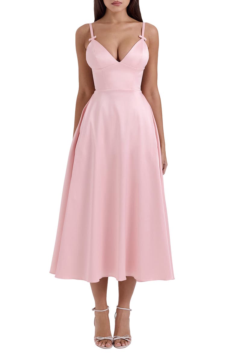 Tiffany Satin Midi Cocktail Dress, Main, color, ENGLISH ROSE