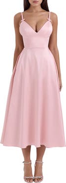 HOUSE OF CB Tiffany Satin Midi Cocktail Dress