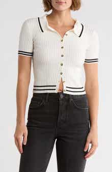 BDG Urban Outfitters Tipped Short Sleeve Rib Polo Sweater