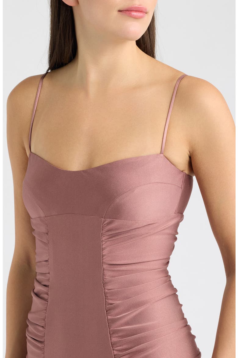 Amoria Stretch Satin Body-Con Gown, Alternate, color, DUSK