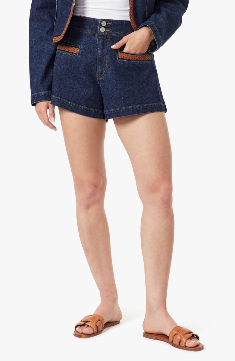 Habitual Braided High Waist Denim Shorts, Alternate, color, Tidal