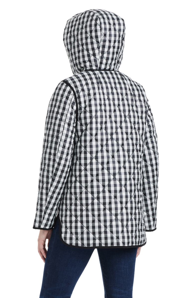 Kate Spade New York spade flower water resistant gingham quilted jacket, Alternate, color, Gingham Field Small