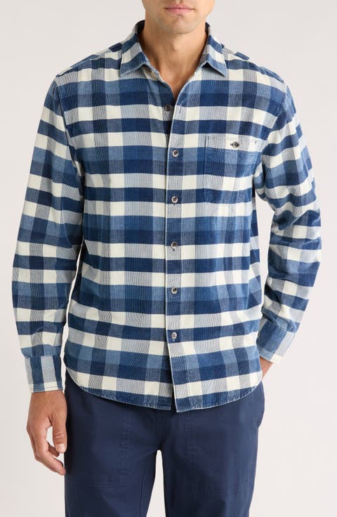 Coastline Cord Mojave Blues Buffalo Check Cotton Corduroy Button-Up Shirt