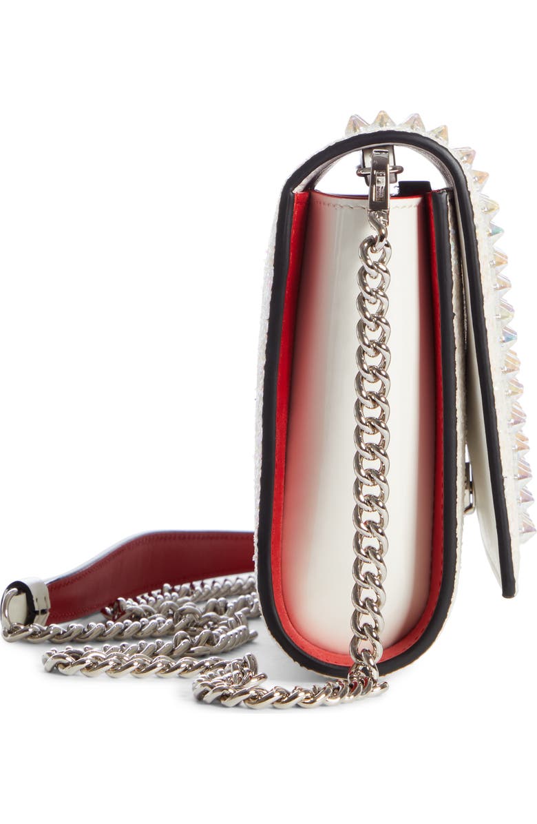 Christian Louboutin Paloma Glitter Spike Leather Clutch, Alternate, color,