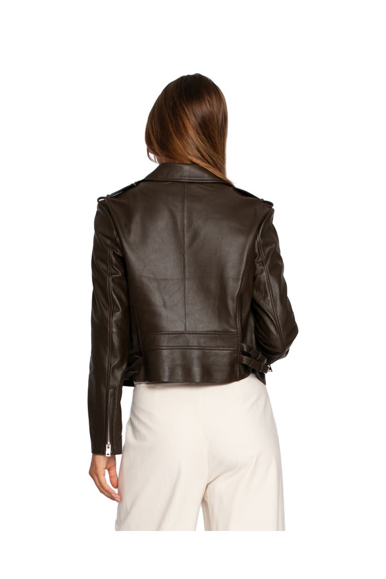 Just Friends Leather Jacket, Alternate, color, Dark brown
