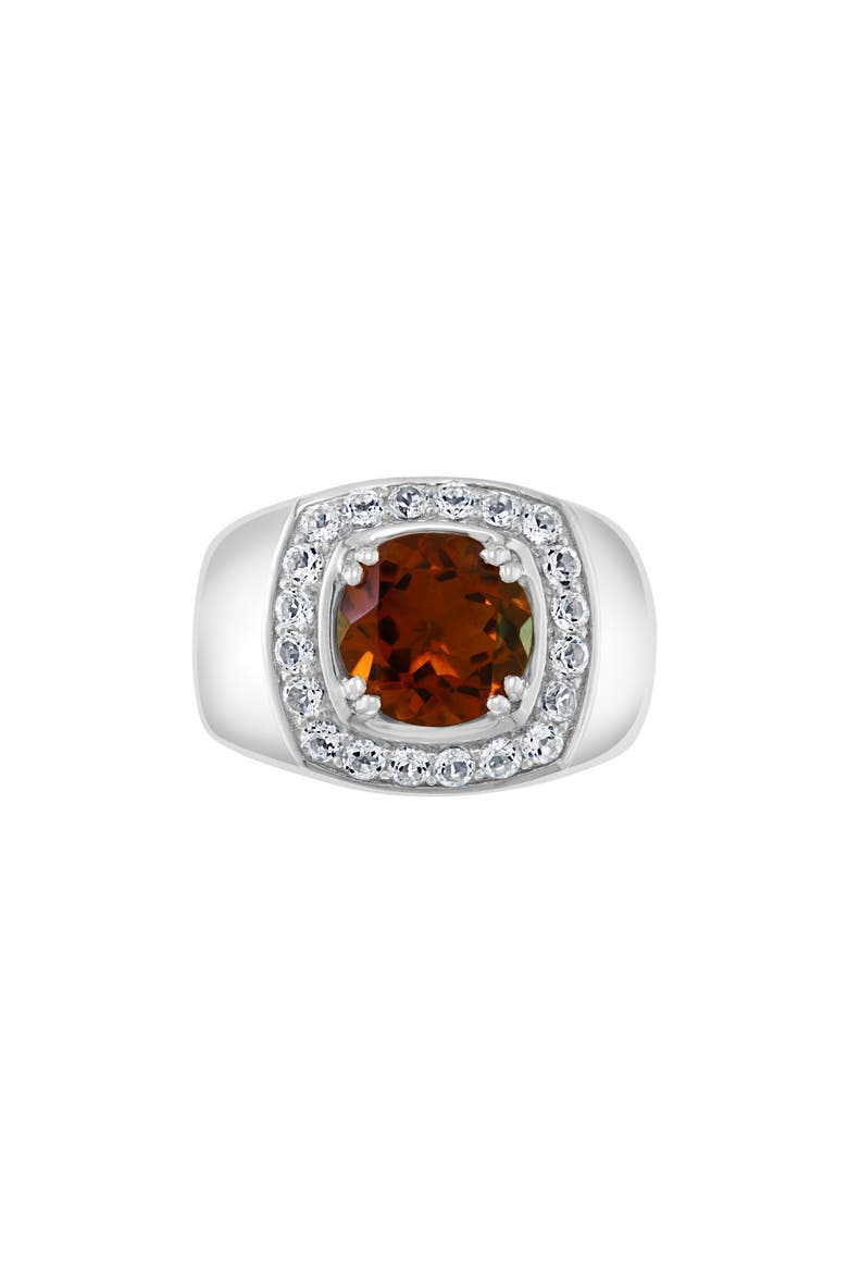 Men's Smoky Quartz & White Topaz Signet Ring, Alternate, color, BROWN