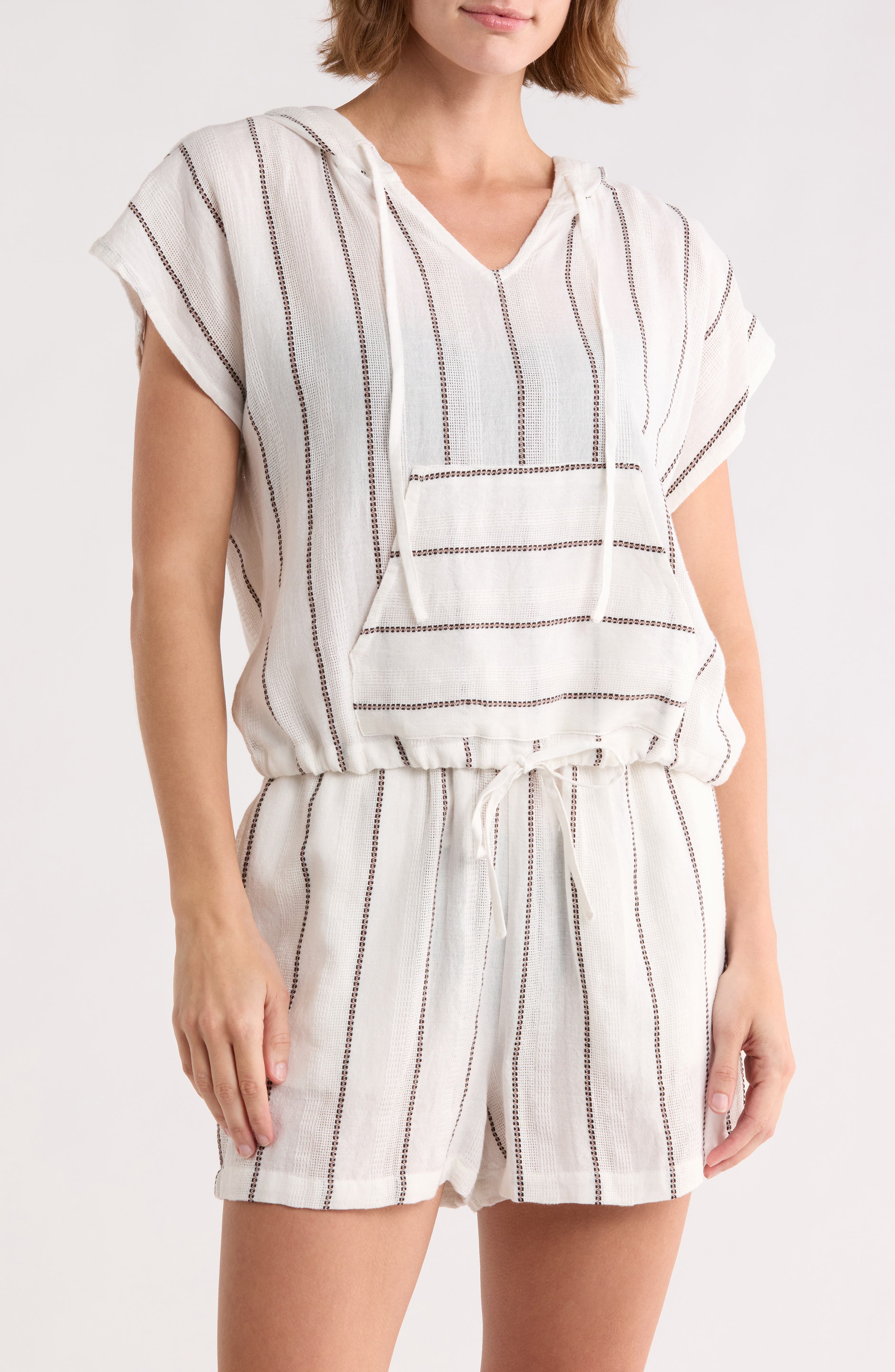 Elan Kanga Stripe Cover-Up Hoodie