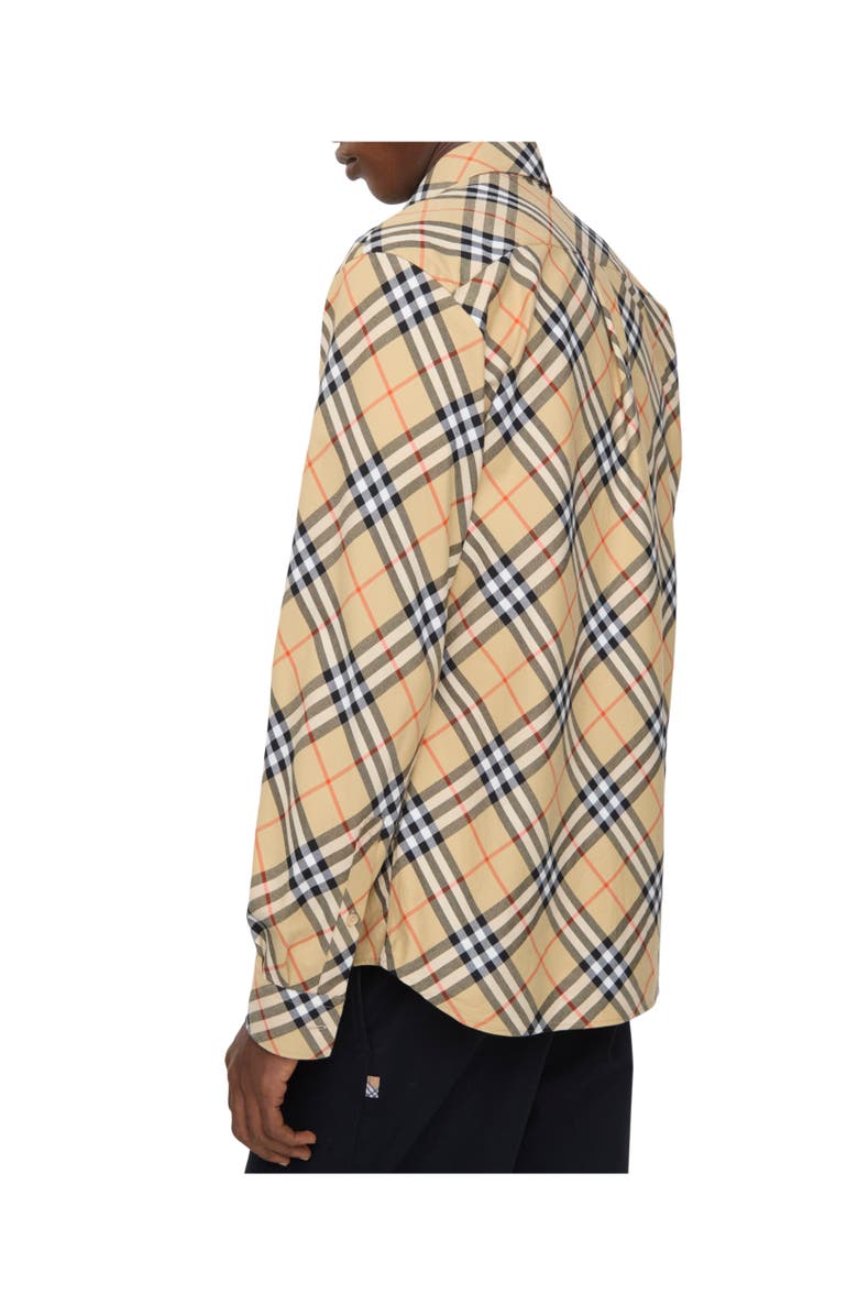 Burberry Relaxed Fit Check Cotton Flannel Shirt, Alternate, color, Sand Beige