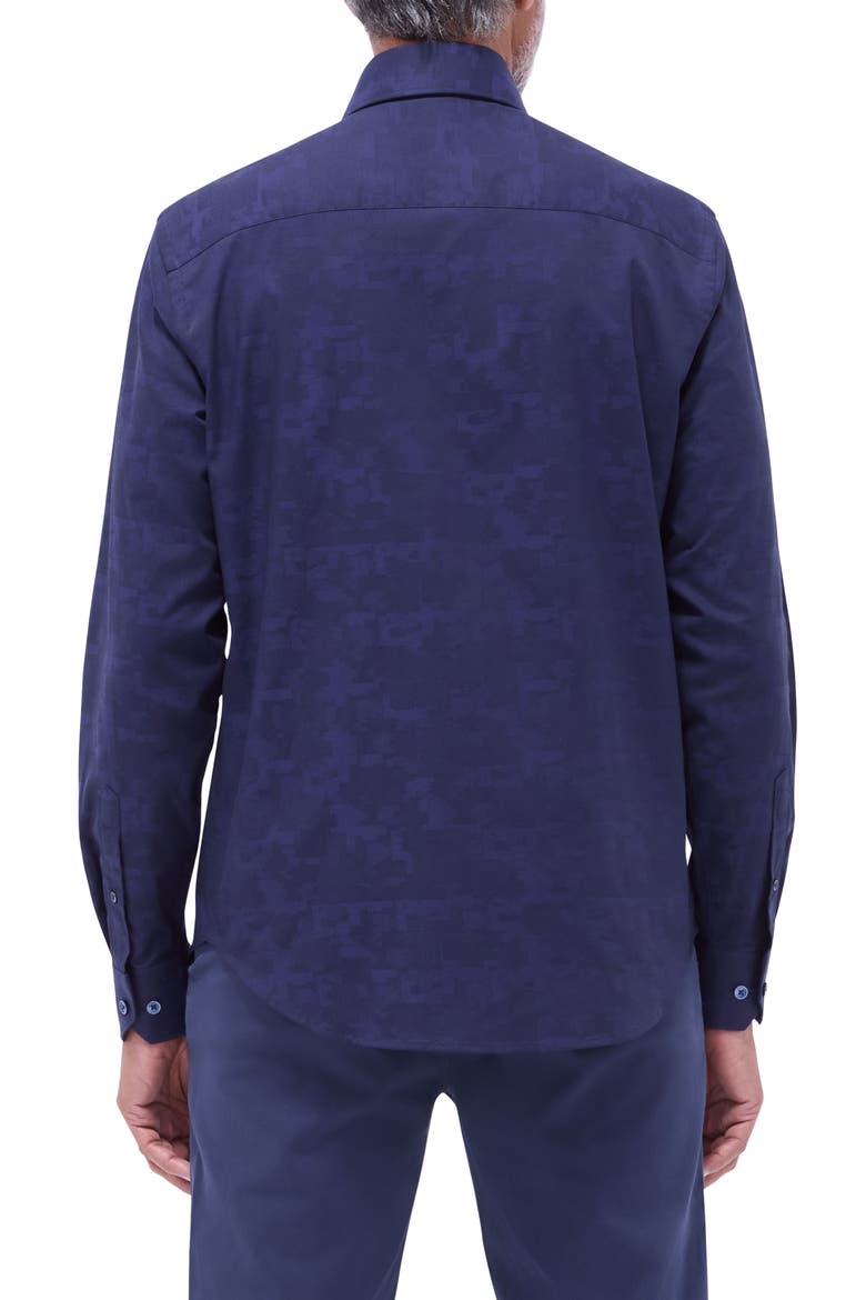 Axel Shaped Fit Stretch Cotton Button-Up Shirt, Alternate, color, NAVY