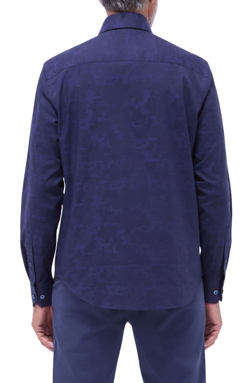Bugatchi Axel Shaped Fit Stretch Cotton Button-up Shirt In Navy