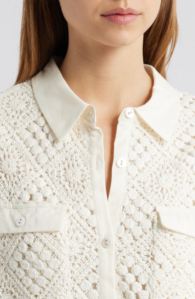 Saylor Aries Crochet Cotton Mini Shirtdress, Alternate, color, 