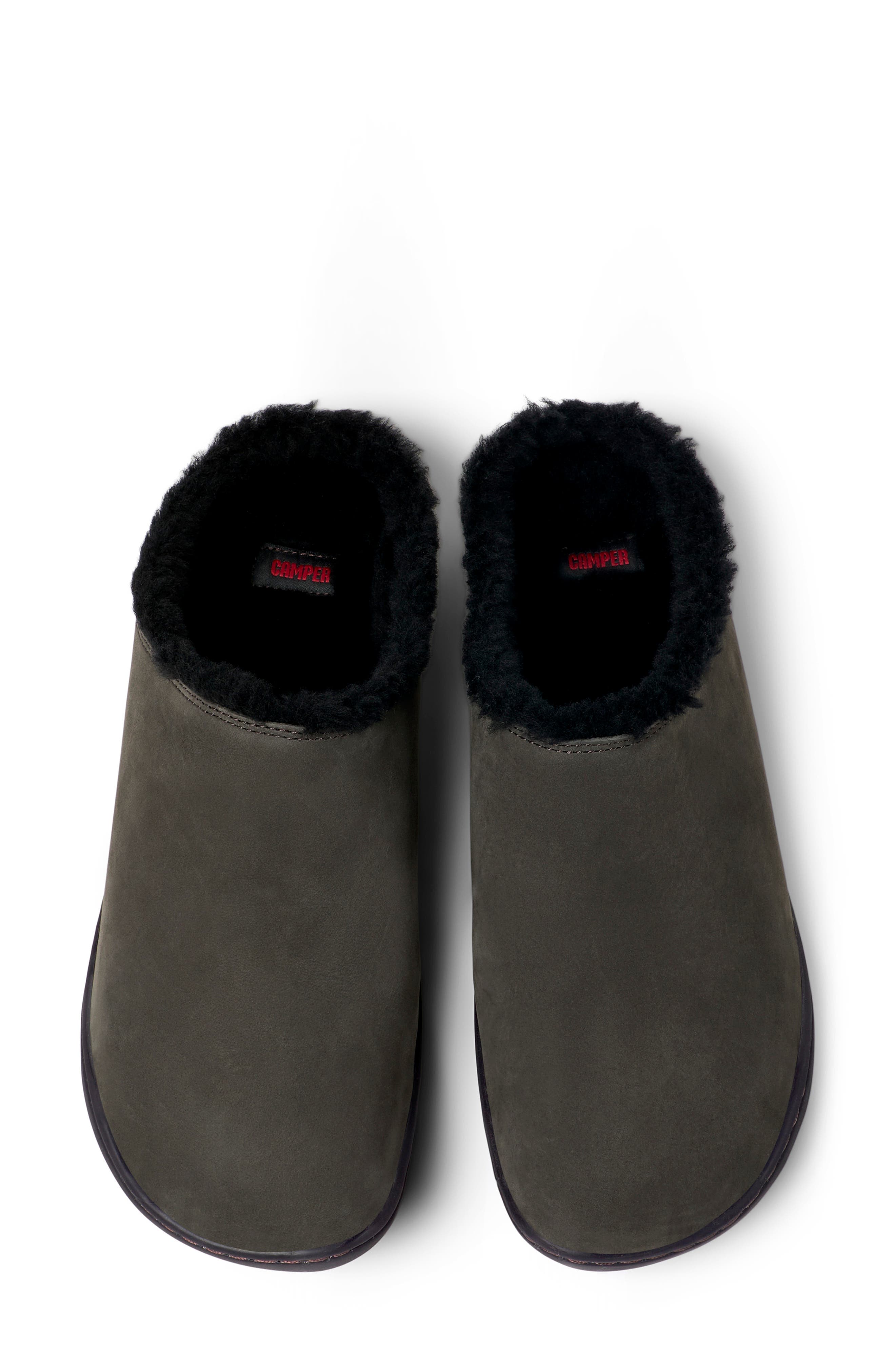 Camper Peu Cami Faux-Fur Trim Mule, Alternate, color, Dark Gray