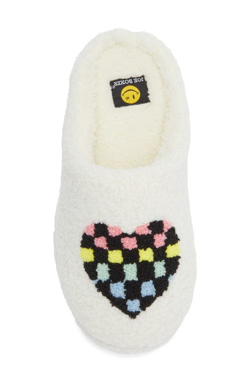 Joe Boxer Heart Faux Shearling Slipper In White