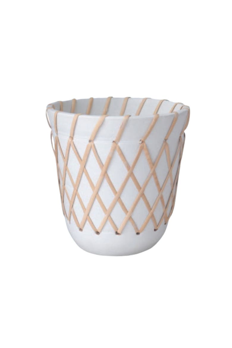 8.5 in. Criss-Cross Pattern Planter, Main, color, White