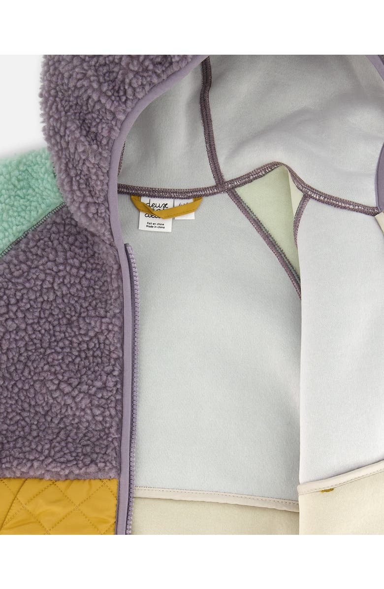 Deux par Deux Little Girl's Mid-Season Colorblock Jacket Lilac, Pale Turquoise, And Yellow, Alternate, color, 
