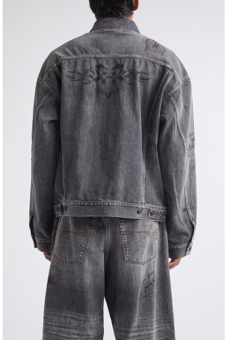 Tattoo Boxy Denim Jacket, Alternate, color, 1441 DARK GREY