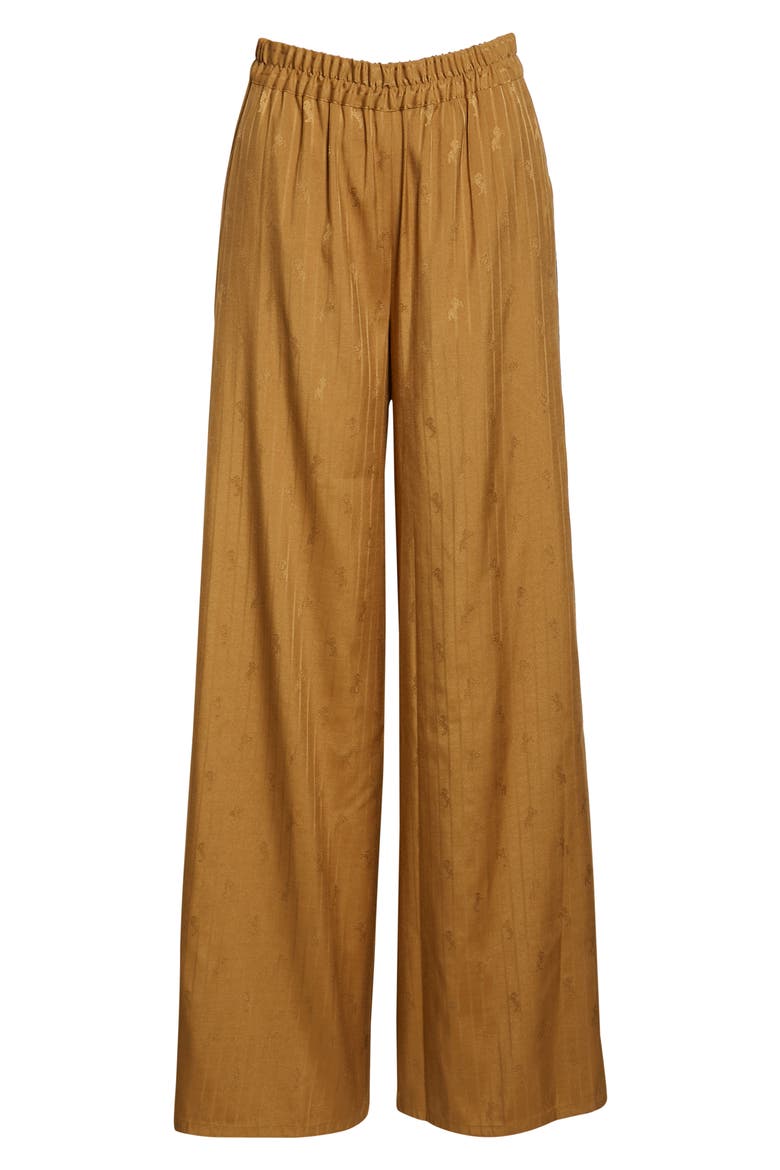 Ivy Wide Leg Pants, Alternate, color, DARK KHAKI HORSE JACQUARD