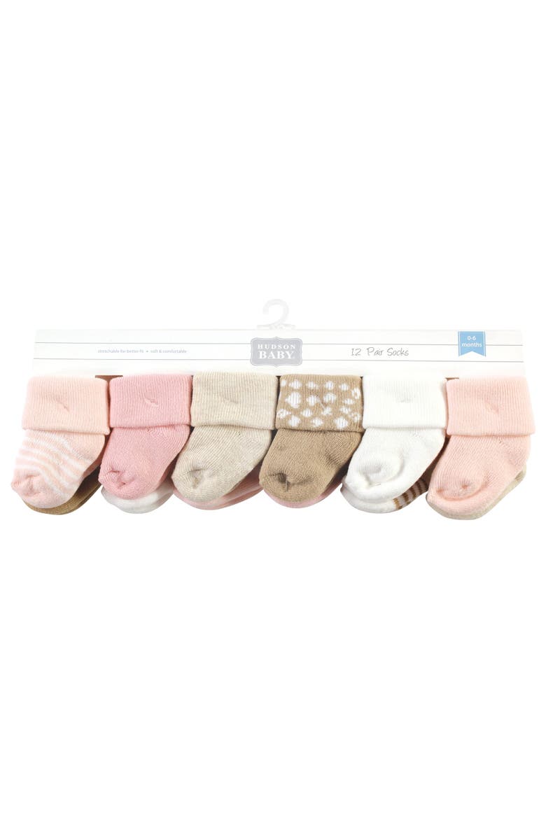 12Pk Cotton Terry Socks, Alternate, color, Pink Cheetah
