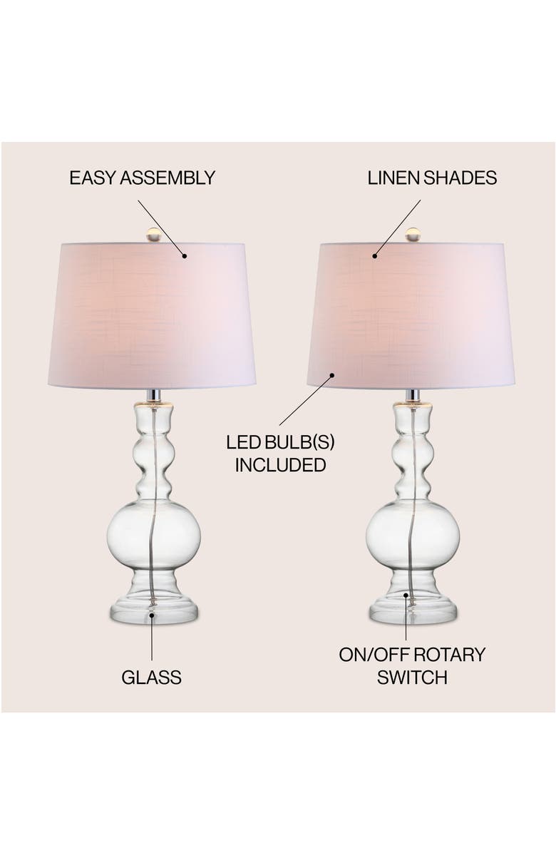 JONATHAN Y Genie 28.5" Glass LED Table Lamp, Alternate, color, Clear