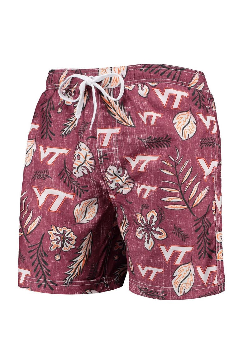 Men's Wes & Willy Maroon Virginia Tech Hokies Vintage Floral Swim Trunks, Alternate, color, Maroon