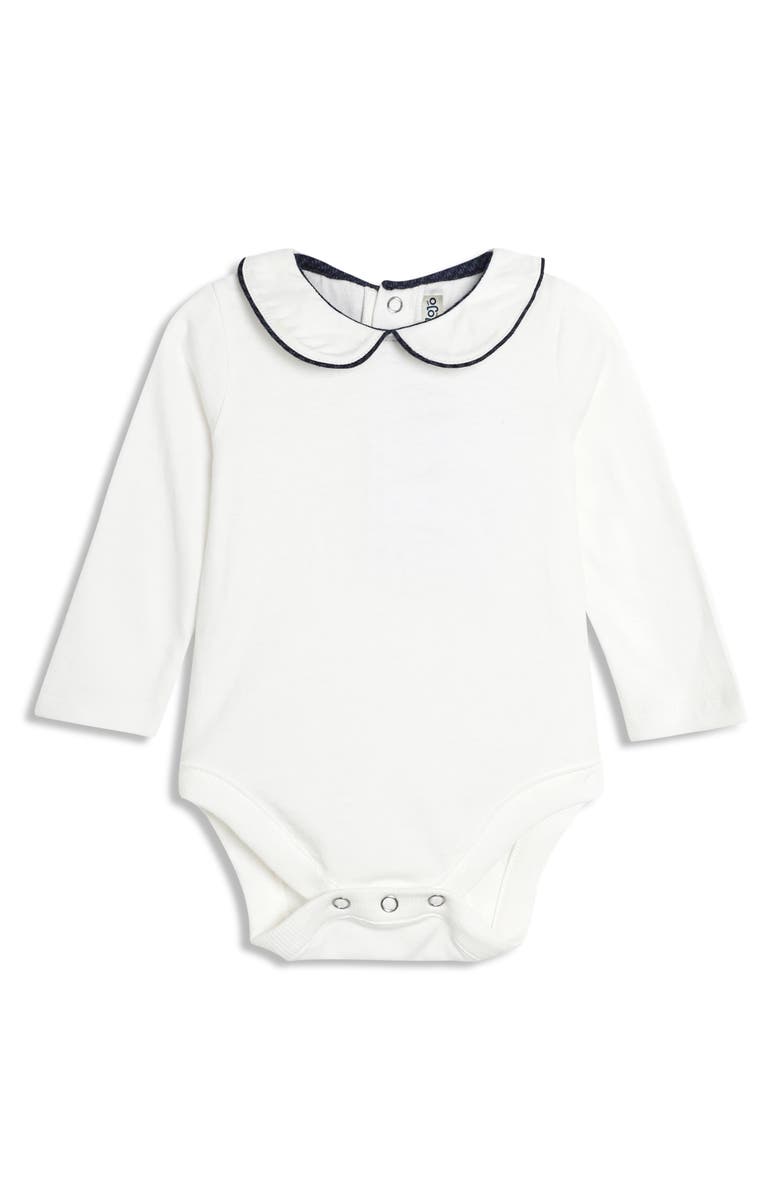 JOJO MAMAN BEBE Peter Pan Collar Bodysuit & Houndstooth Suspender Shorts Set, Alternate, color, 