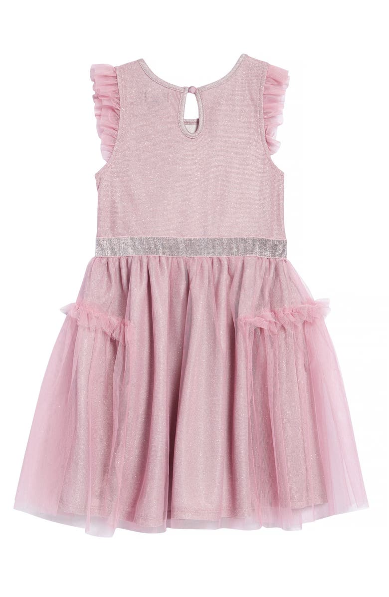 Zunie Glitter Flutter Sleeve Mesh Dress, Alternate, color,