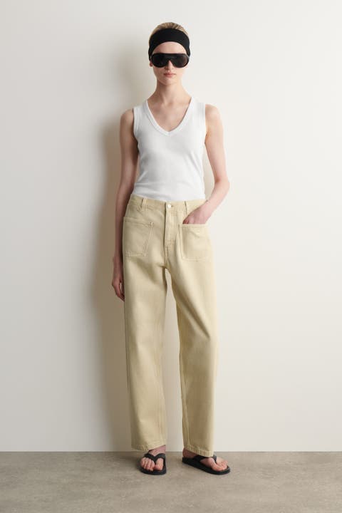 Patch-Pocket Straight-Leg Jeans
