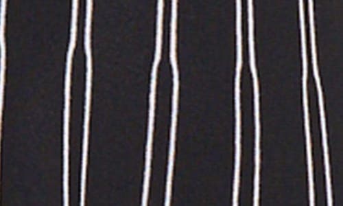 Misook Contrast Striped A-line Soft Knit Midi Dress In Black/white
