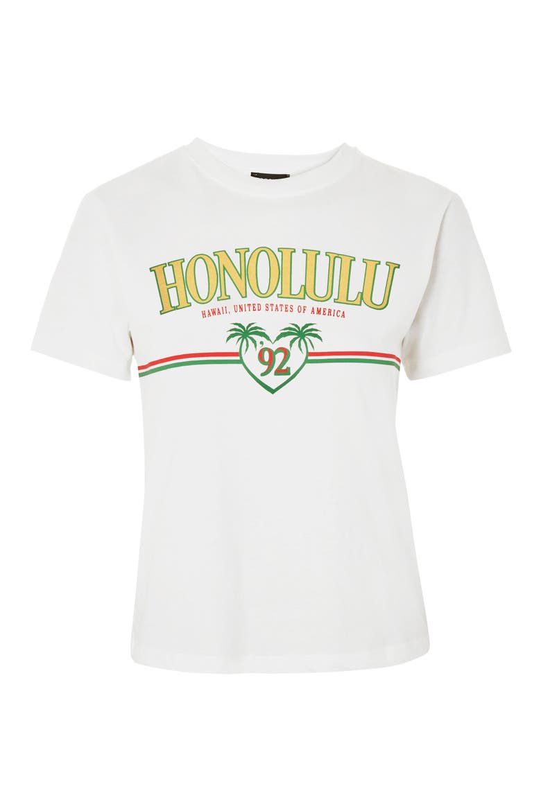 Honolulu Motif T-Shirt, Alternate, color, WHITE