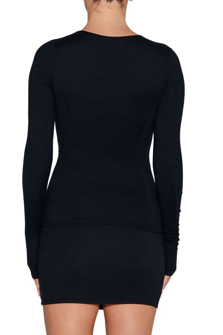 x BARE In the Bare Long Sleeve Top, Alternate, color, BLACK