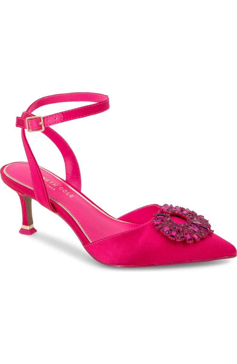 Kenneth Cole New York Umi Starburst Ankle Strap Pointed Toe Pump, Main, color, Hot Pink