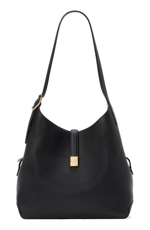 large deco pebbled leather shoulder bag