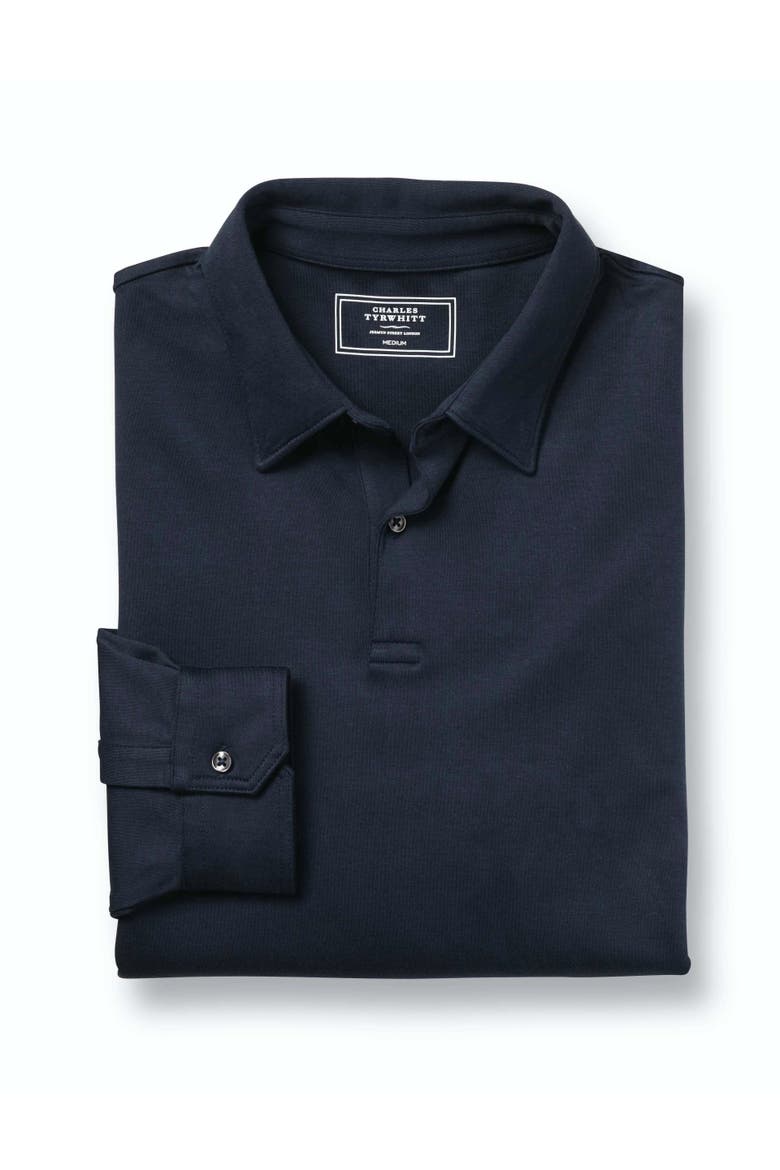 Long Sleeve Jersey Polo, Alternate, color, Navy