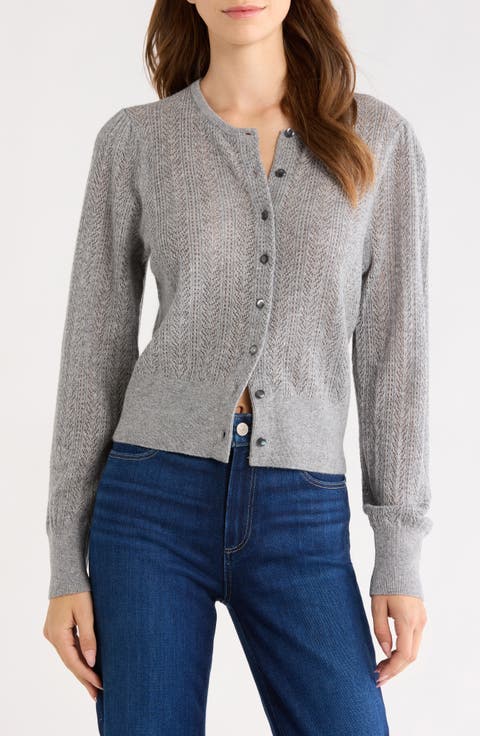 Eudora Pointelle Knit Cashmere Cardigan