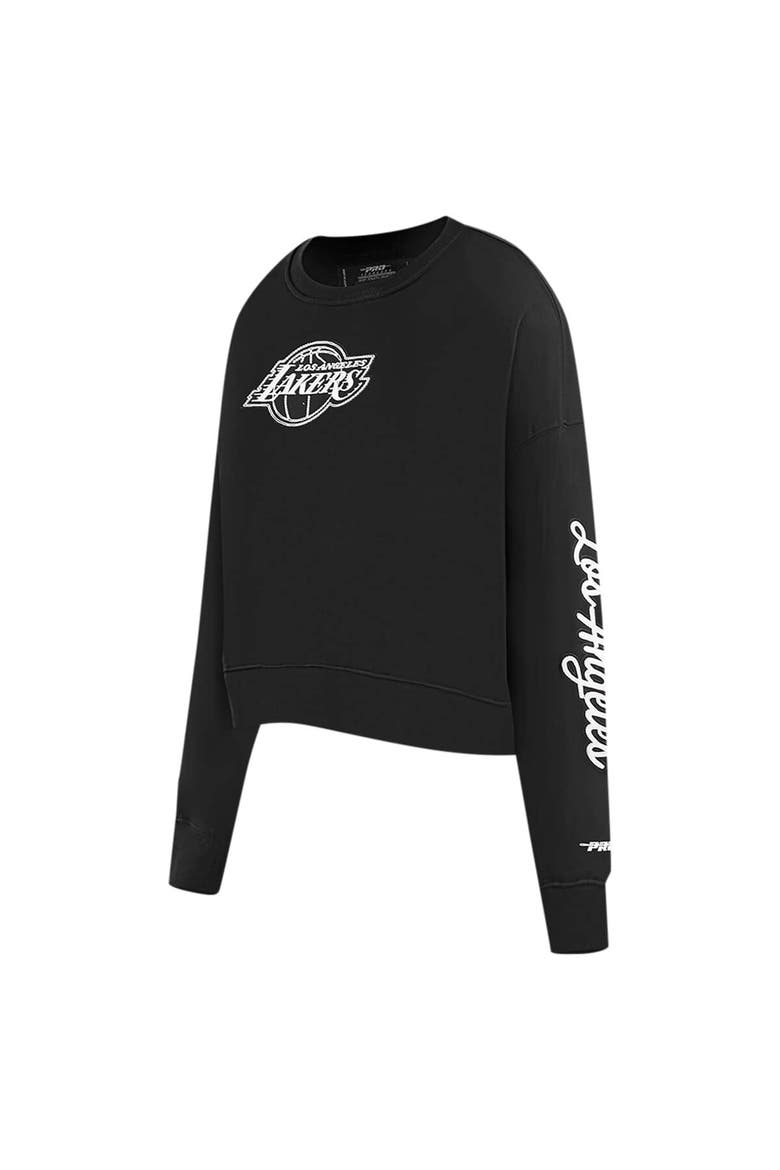 Women's Pro Standard Black Los Angeles Lakers Paint The City Cropped Pullover Sweatshirt, Alternate, color, Black