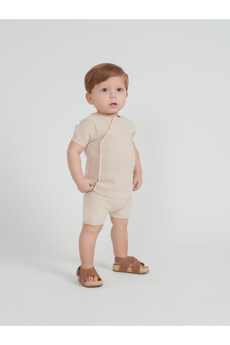 Baby Boys 2-Piece Cotton Knit Faux Wrap Set, Alternate, color, Dark Almond