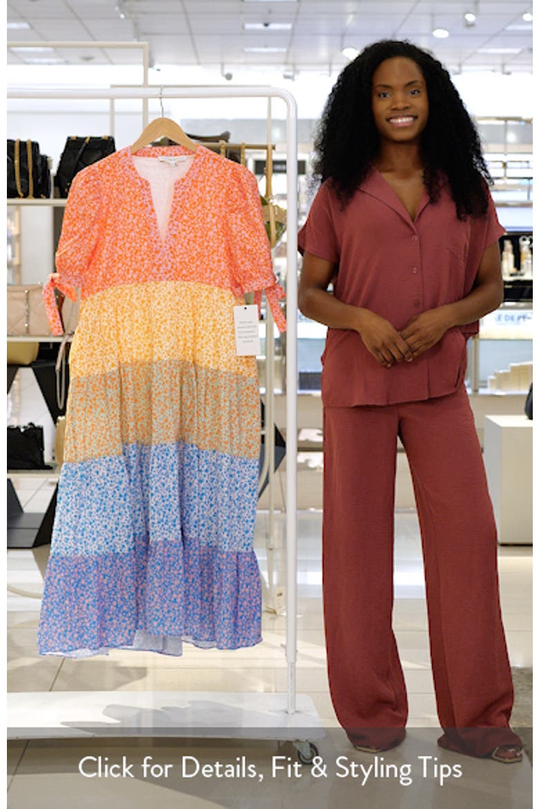 Floral Colorblock Tiered Cotton Midi Dress video